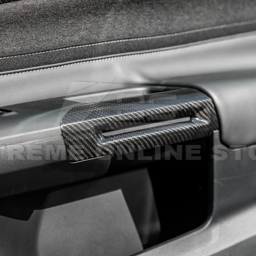 2015-Up Ford Mustang DRY CARBON FIBER Side Door Armrest Panel Trim Cover