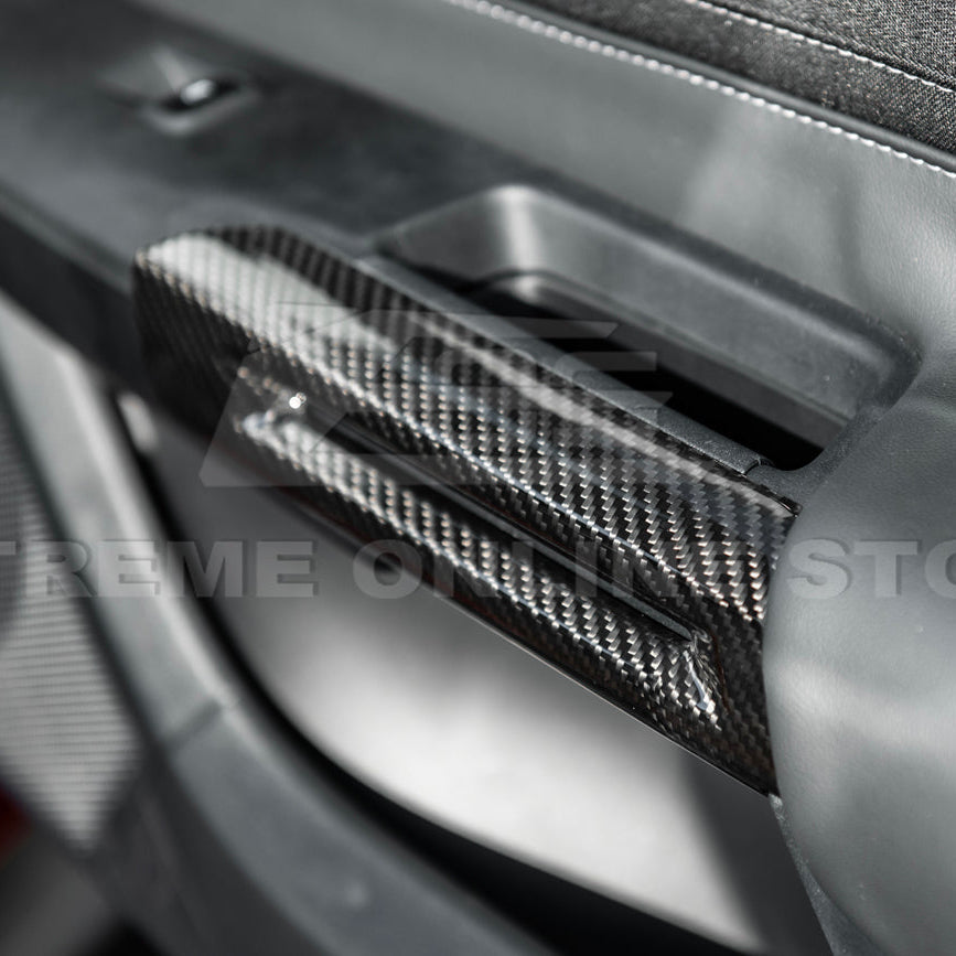 2015-Up Ford Mustang DRY CARBON FIBER Side Door Armrest Panel Trim Cover