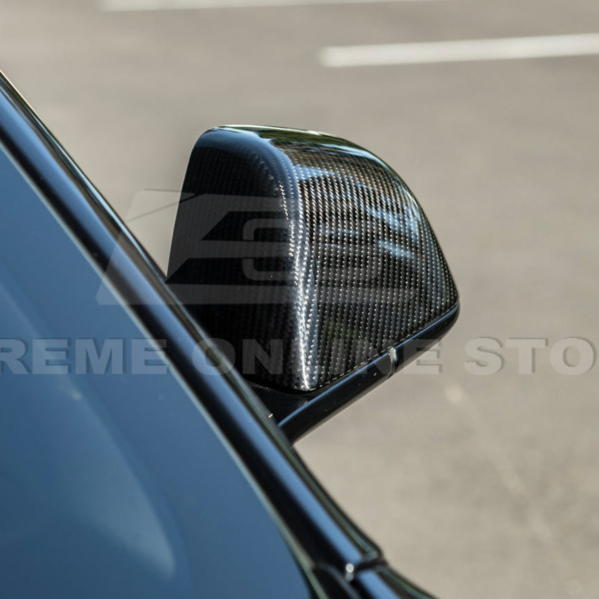 2024-Up Tesla Model 3 Dry Carbon Fiber Tape On Side Mirror Cap Covers Pair