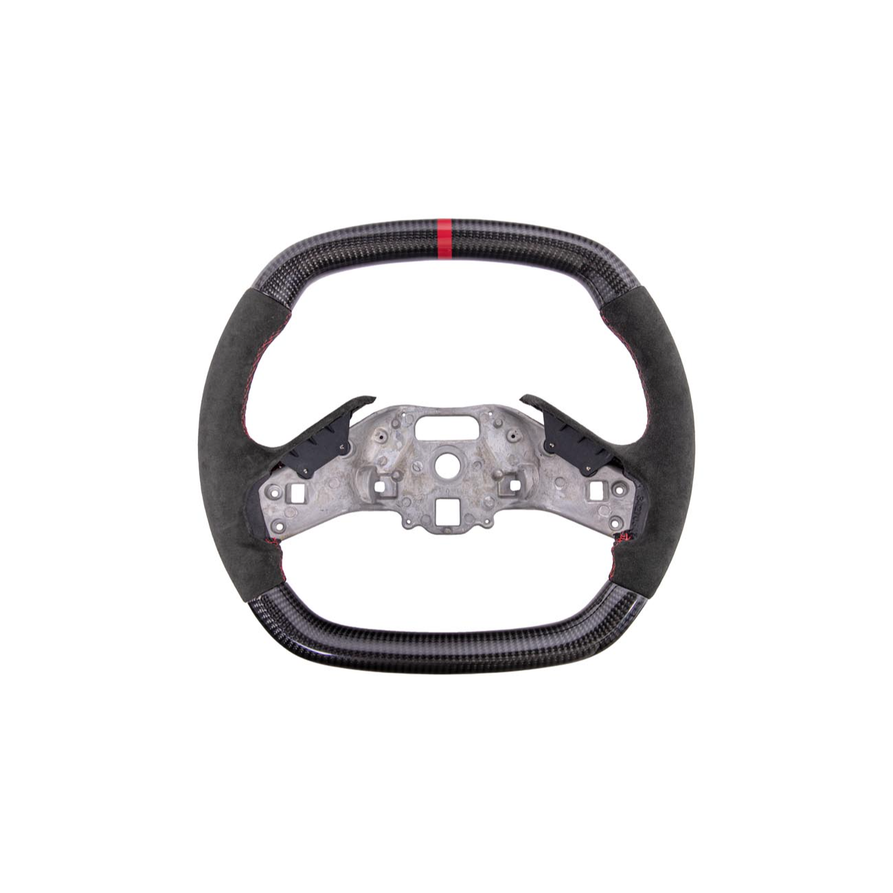 Corvette C8 CARBON FIBER Alcantara Leather Red Stripe Steering Wheel