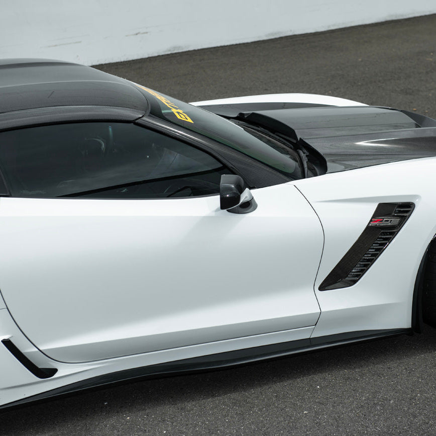 Corvette C7 Carbon Fiber A-Pillar Panel Side Molding Trim Cover Set