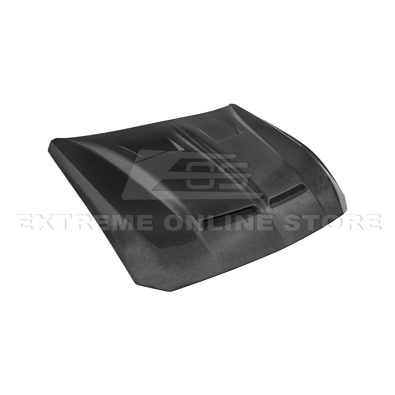 2024-Up Ford Mustang Super Snake Style CARBON FIBER Front Bumper Hood Vented Cover
