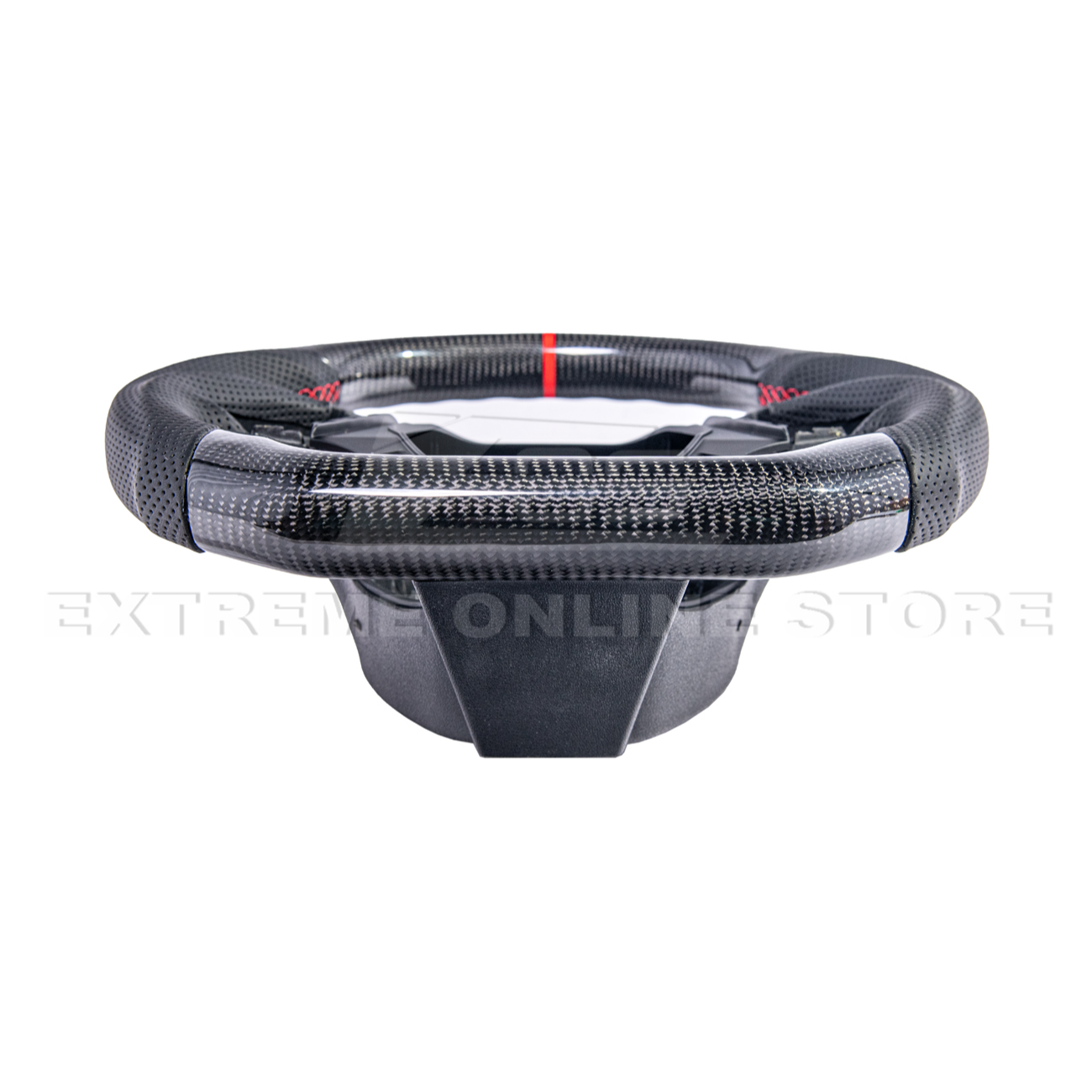 2016-2024 CAMARO CARBON FIBER Perforated Leather Red Stripe Steering Wheel