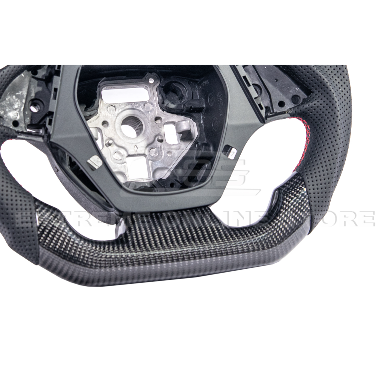 2016-2024 CAMARO CARBON FIBER Perforated Leather Red Stripe Steering Wheel