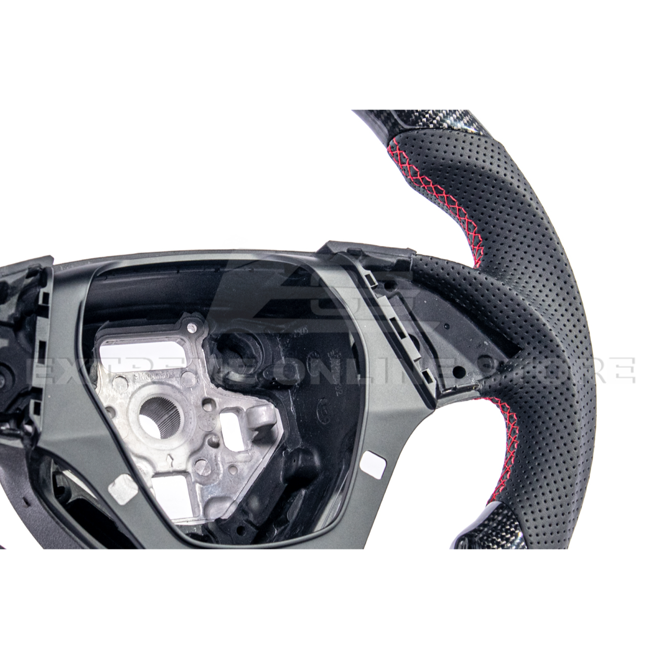 2016-2024 CAMARO CARBON FIBER Perforated Leather Red Stripe Steering Wheel