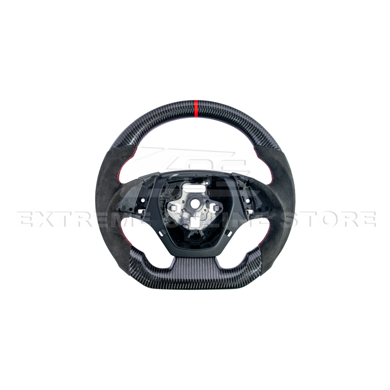 2016-2024 CAMARO CARBON FIBER Black Alcantara Red Stripe Steering Wheel