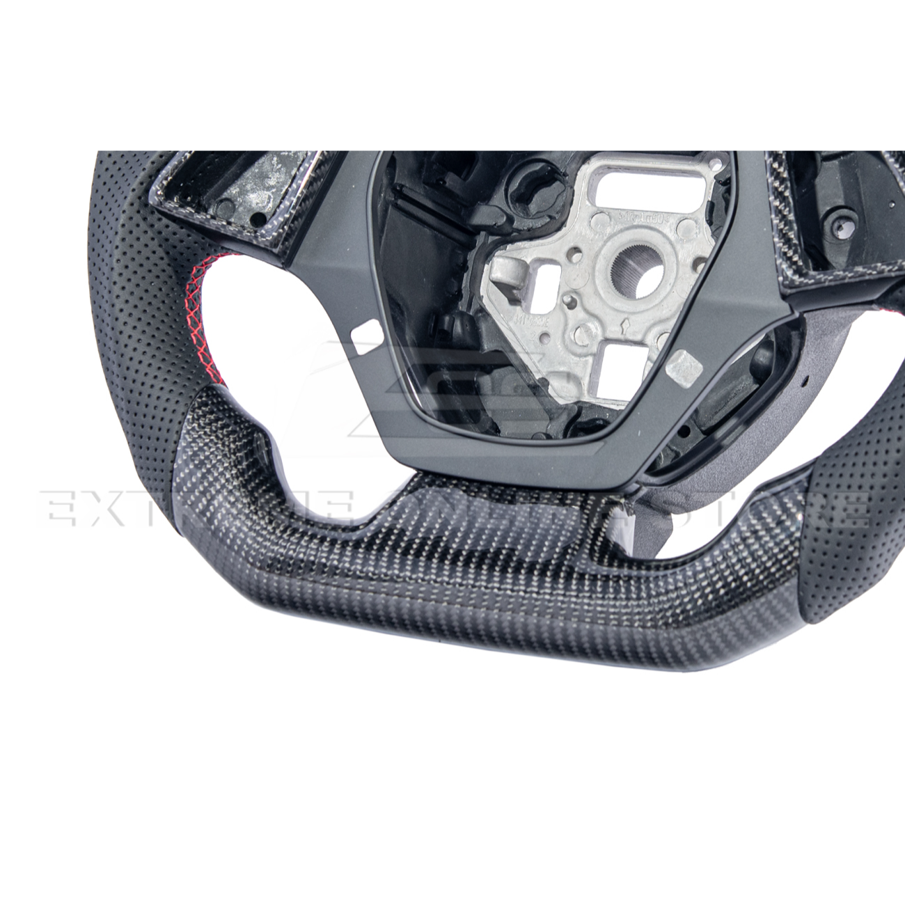 2016-2024 CAMARO CARBON FIBER Perforated Leather Red Stripe Steering Wheel