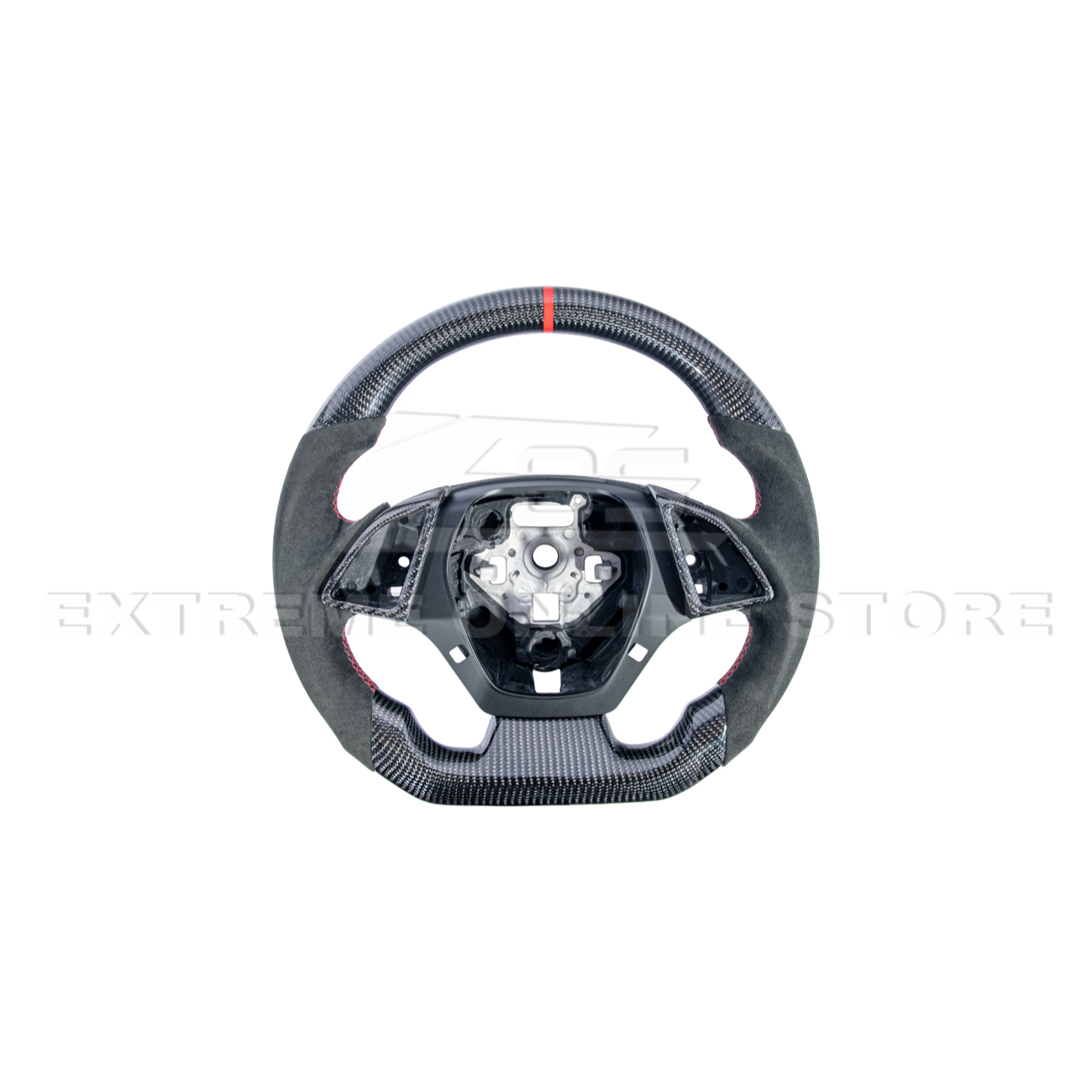 2016-2024 CAMARO CARBON FIBER Black Alcantara Red Stripe Steering Wheel