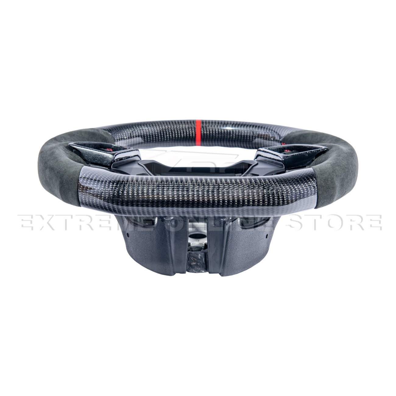 2016-2024 CAMARO CARBON FIBER Black Alcantara Red Stripe Steering Wheel