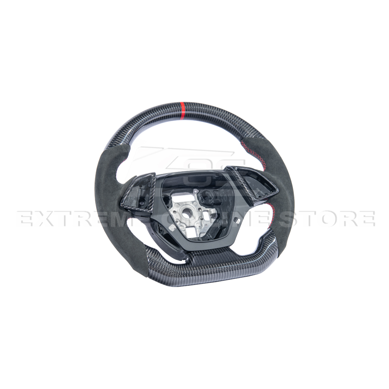 2016-2024 CAMARO CARBON FIBER Black Alcantara Red Stripe Steering Wheel