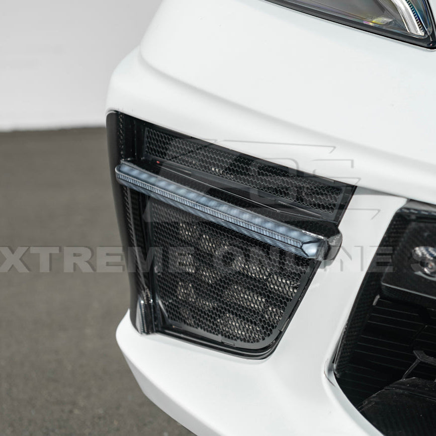 2020-Up Corvette C8 DRY CARBON FIBER Sequential LED DRL Light Bar Bezel Insert