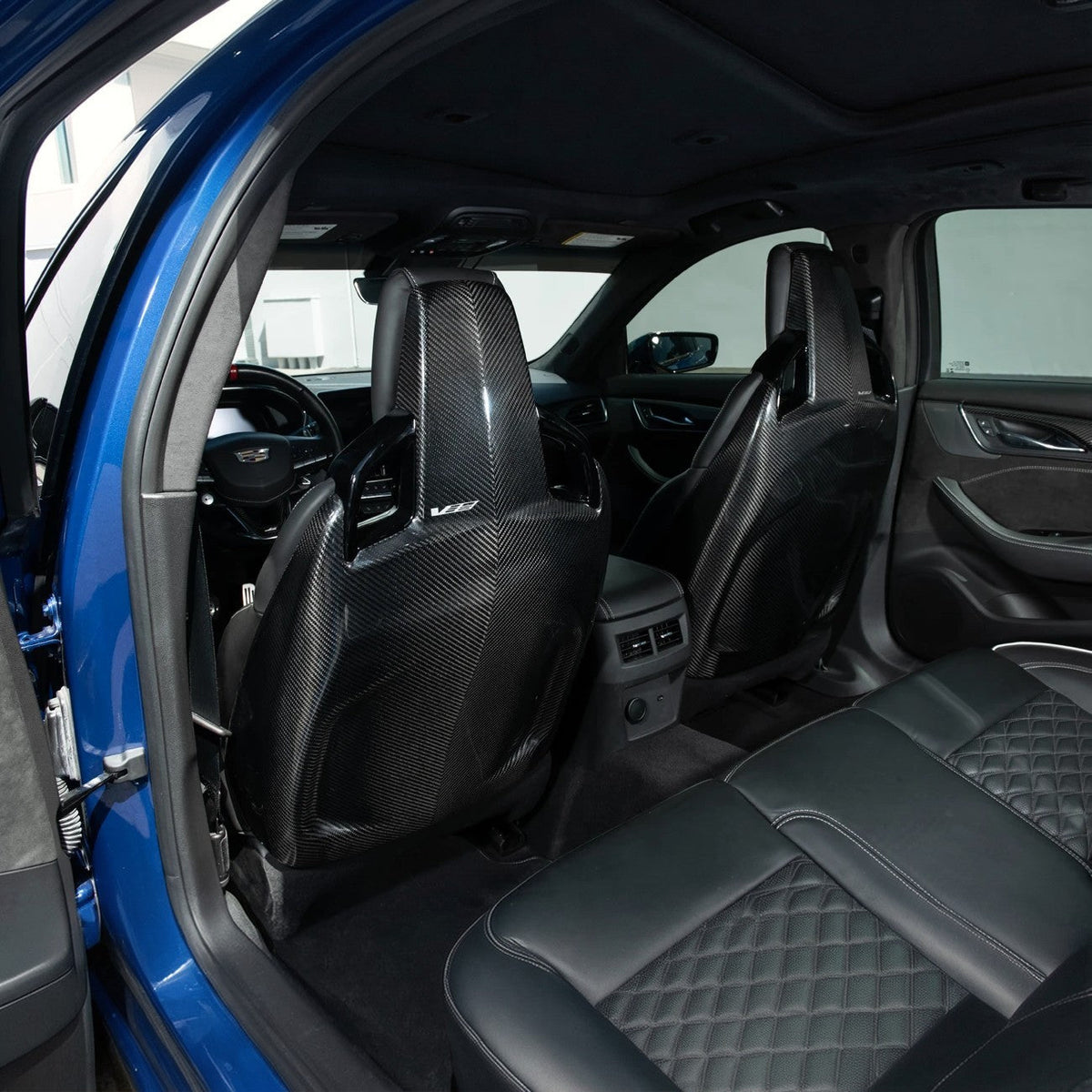 2020-Up Cadillac CT5 Dry Carbon Fiber High-Performance Front Bucket Seat Back Replacement Covers