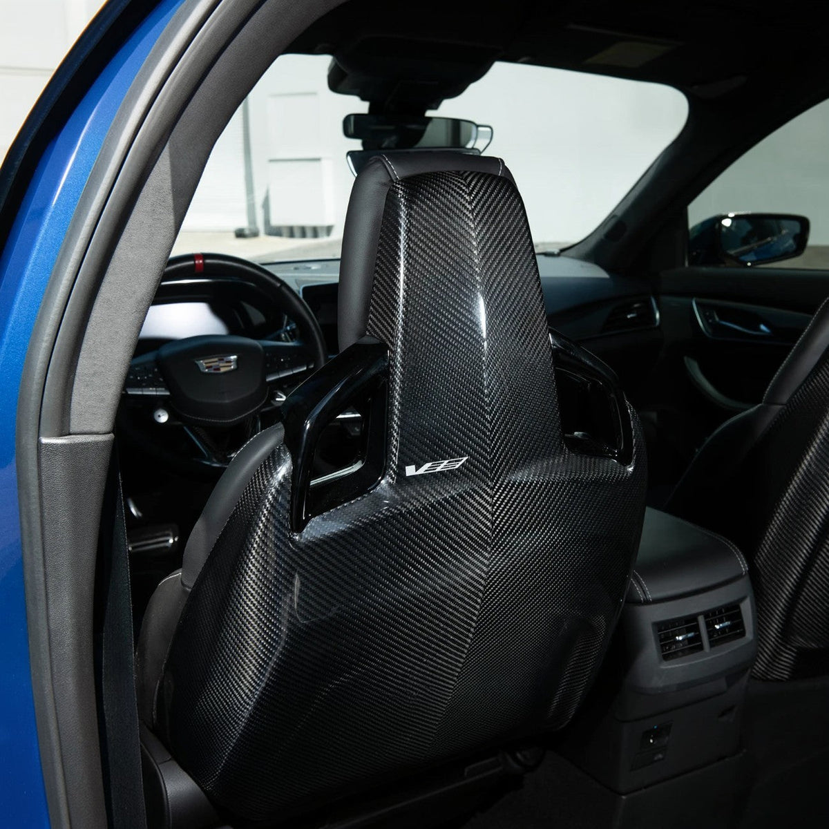 2020-Up Cadillac CT5 Dry Carbon Fiber High-Performance Front Bucket Seat Back Replacement Covers