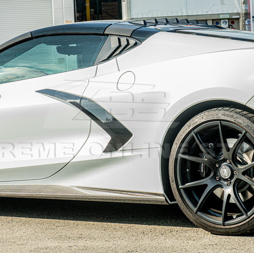 2020-Up Corvette C8 DRY Carbon Fiber Side Quarter Window Louver Sun Shade Cover