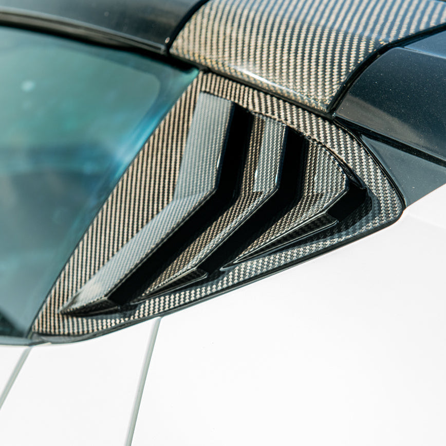 2020-Up Corvette C8 DRY Carbon Fiber Side Quarter Window Louver Sun Shade Cover