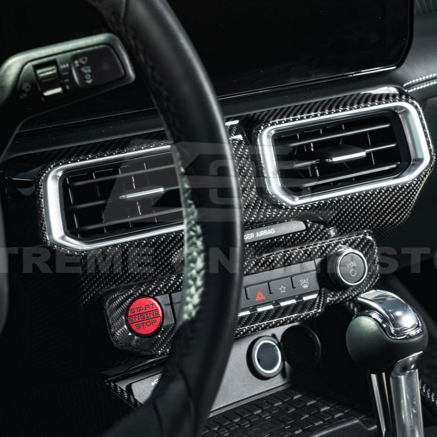2024-Up Ford Mustang Single Screen Interior DRY CONBON FIBER Center Console Cover