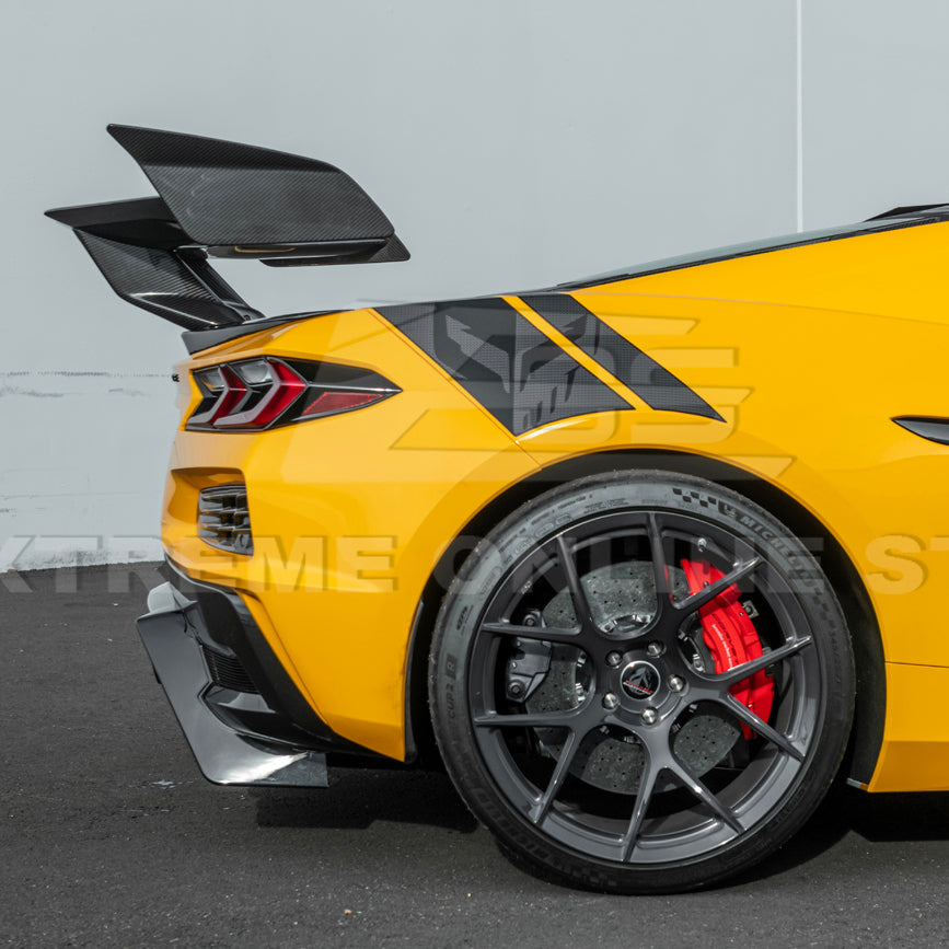 Corvette C8 ZR1 Style DRY CARBON FIBER Rear High Wing Spoiler Bracket