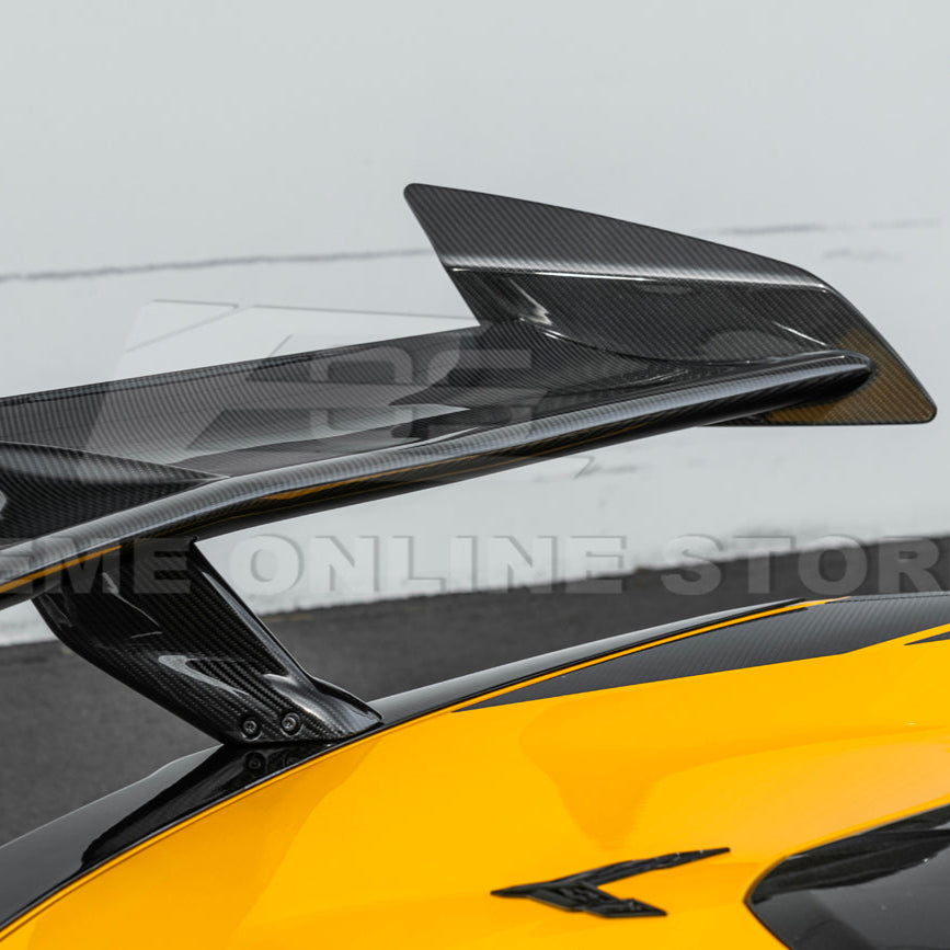 Corvette C8 ZR1 Style DRY CARBON FIBER Rear High Wing Spoiler Bracket