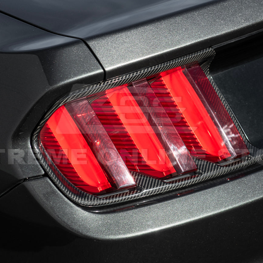 2015-17 Ford Mustang DRY CARBON FIBER Rear Tail Light Trim Bezel Cover Pair
