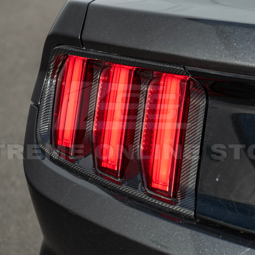 2015-17 Ford Mustang DRY CARBON FIBER Rear Tail Light Trim Bezel Cover Pair