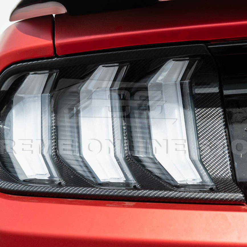 2018-23 Ford Mustang DRY CARBON FIBER Rear Tail Light Trim Bezel Cover Pair