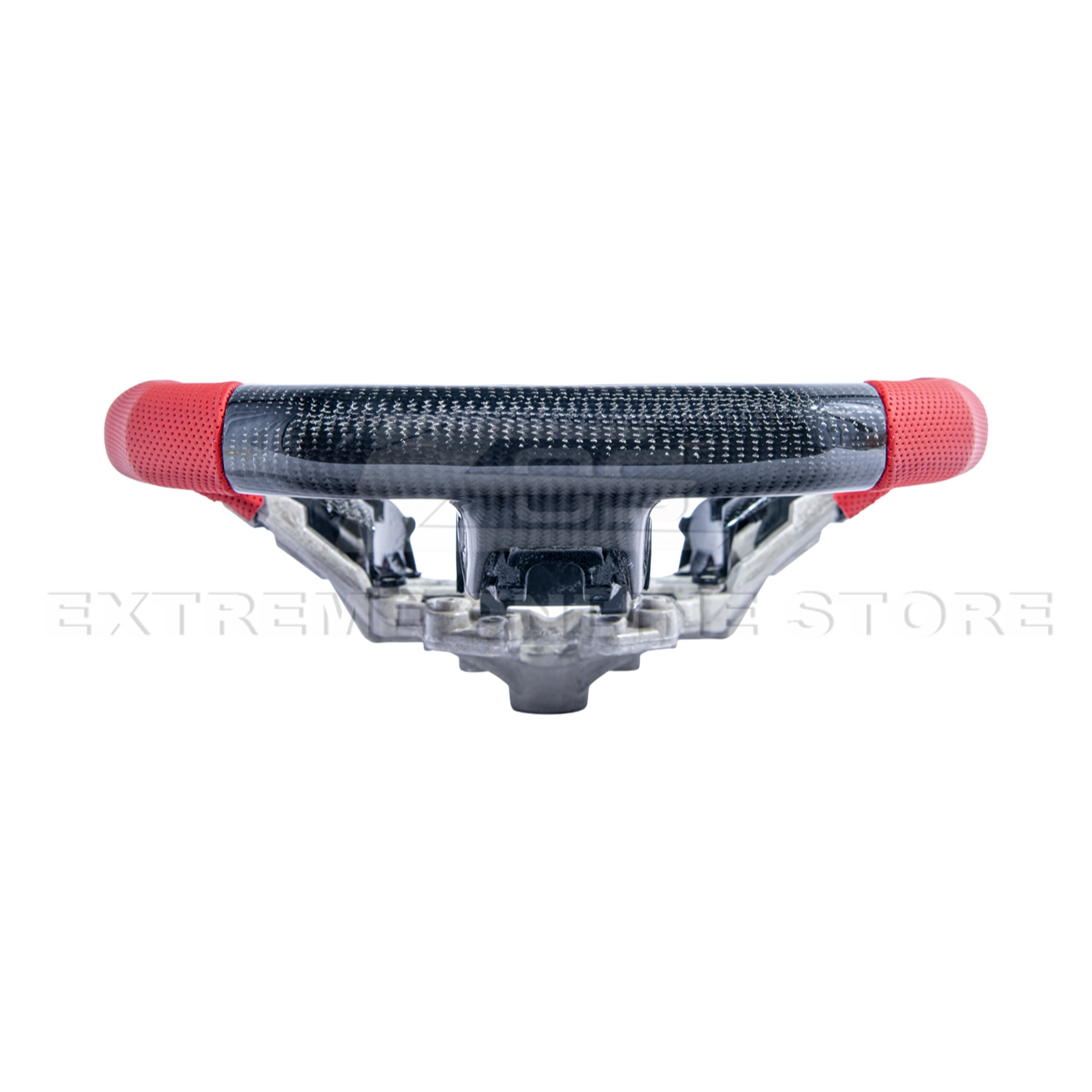 2015-23 Mustang Red Leather Red Stitching Carbon Fiber Steering Wheel