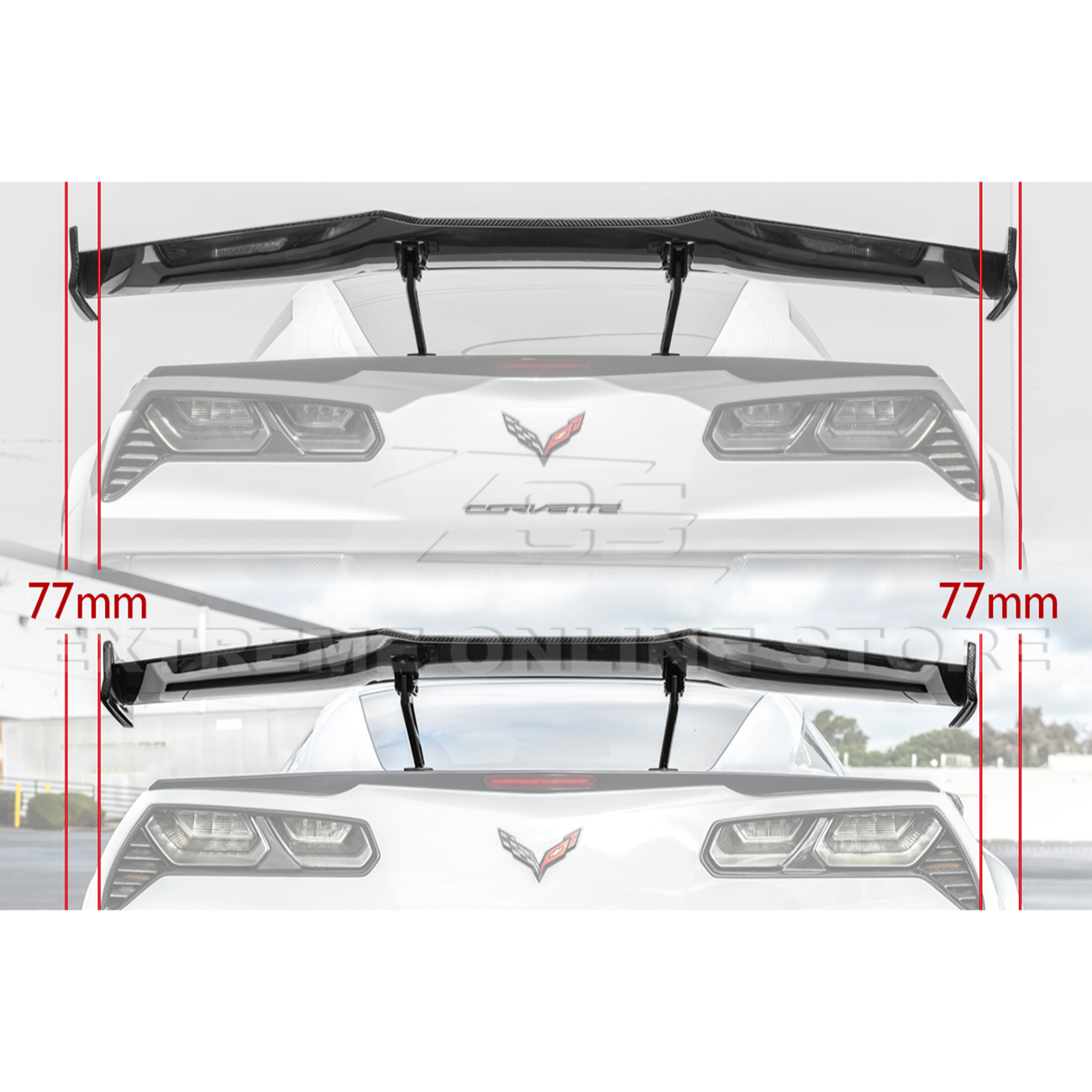 Corvette C7 ZR1 ZTK Conversion Extended High Wing With Wing Riser
