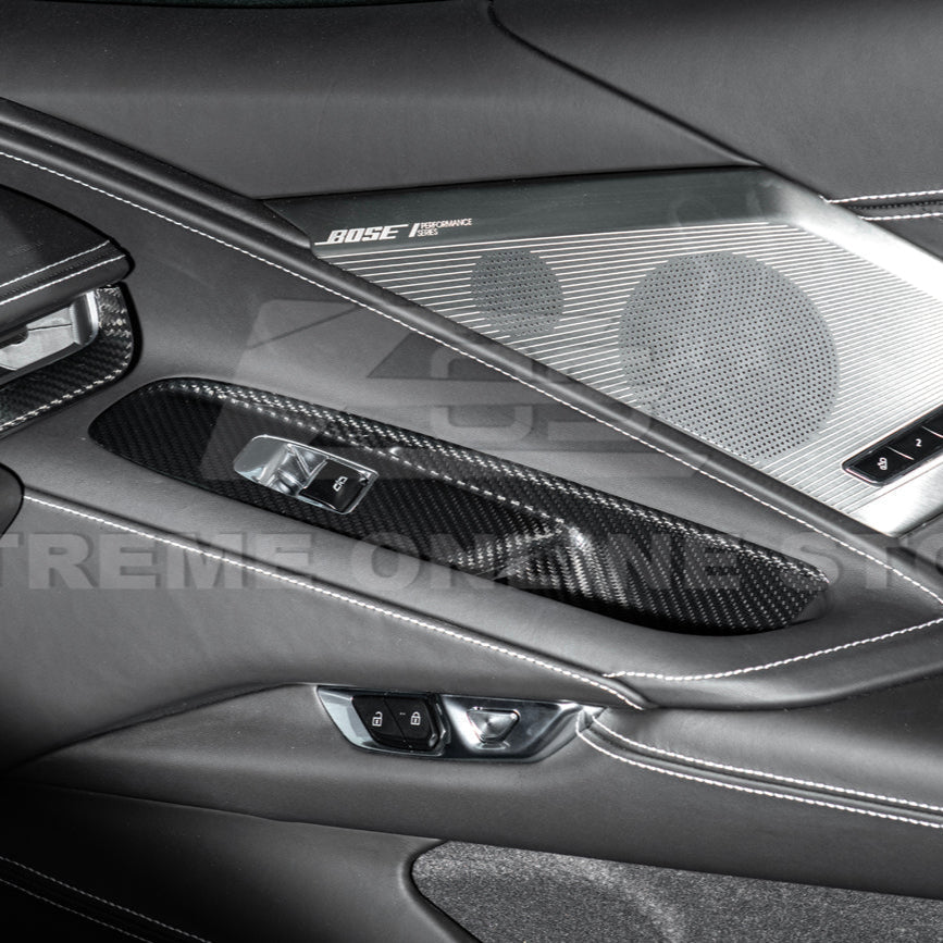 Corvette C8 Coupe DRY CARBON FIBER Side Window Switch Control Panel Cover