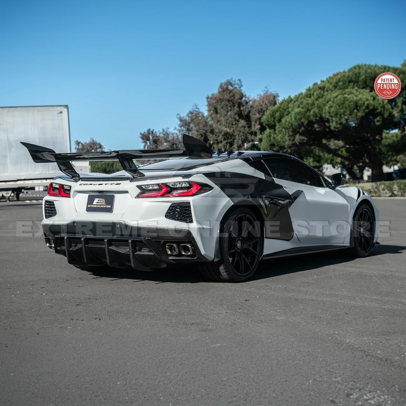 Corvette C8 ZR1 Style DRY CARBON FIBER Rear High Wing Spoiler Bracket