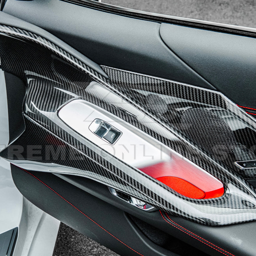 Corvette C8 DRY CARBON FIBER Window Switch Trim & Pillar Panel Cover