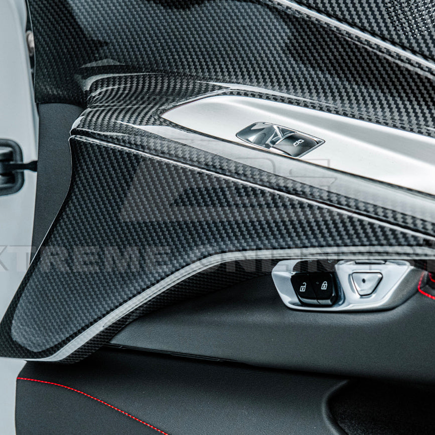 Corvette C8 DRY CARBON FIBER Window Switch Trim & Pillar Panel Cover