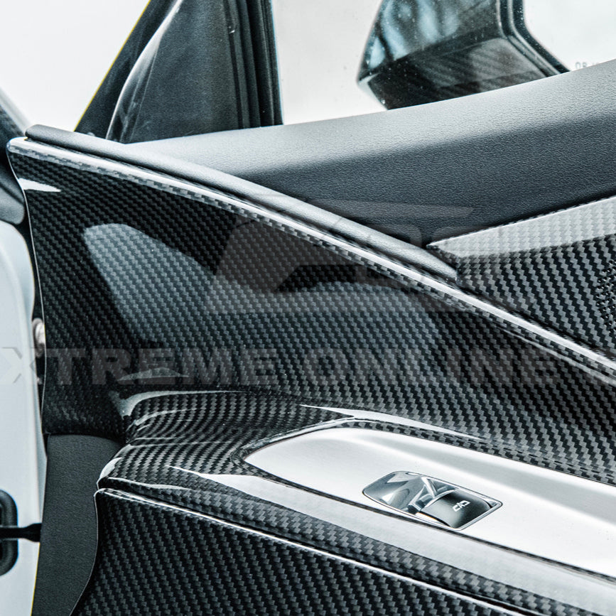 Corvette C8 DRY CARBON FIBER Window Switch Trim & Pillar Panel Cover