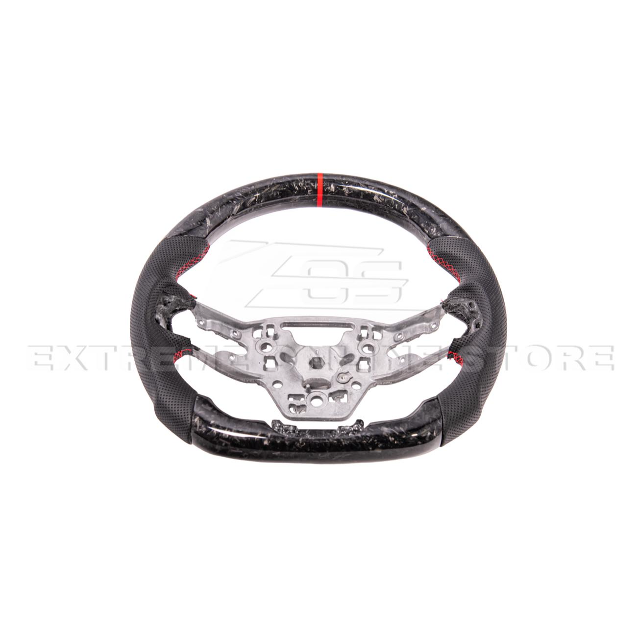 2024-Up Ford Mustang Forged CARBON FIBER Perforated Leather Red Stripe Steering Wheel