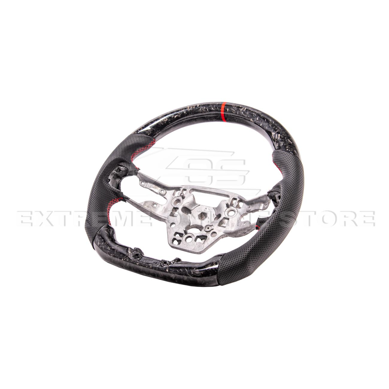 2024-Up Ford Mustang Forged CARBON FIBER Perforated Leather Red Stripe Steering Wheel