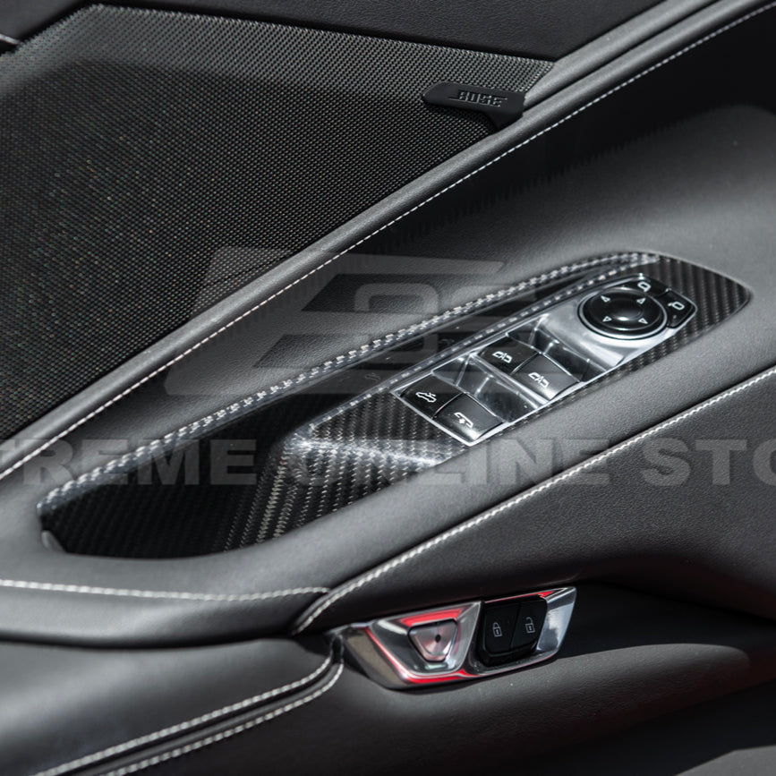 Corvette C8 DRY CARBON FIBER Door Window Control Panel Switch Cover