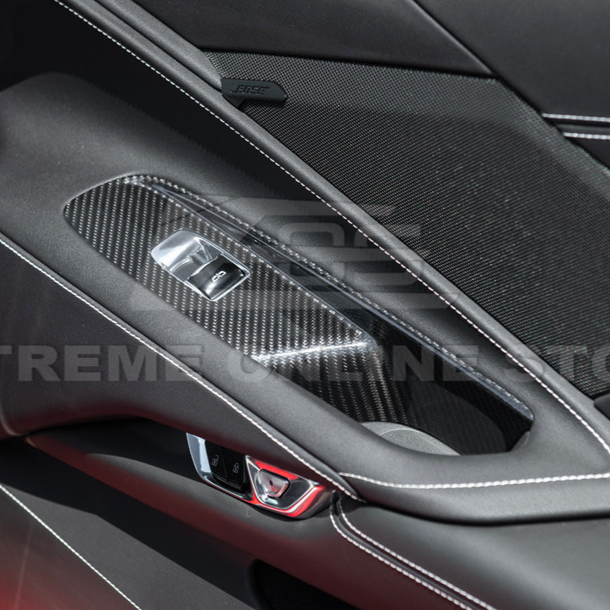 Corvette C8 DRY CARBON FIBER Door Window Control Panel Switch Cover