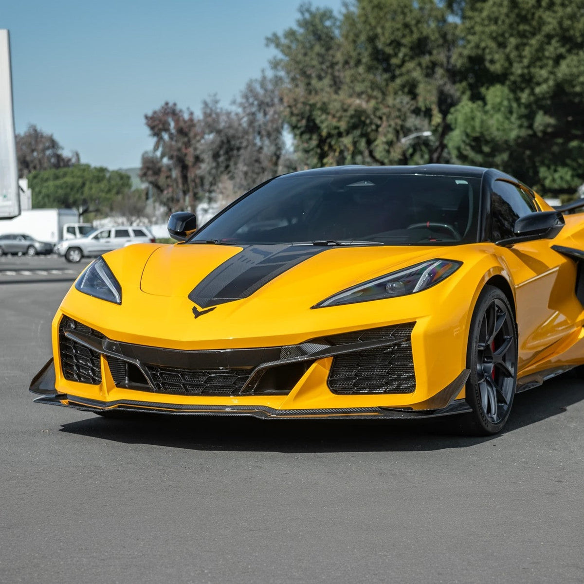 2023-Present Corvette C8 Z06 / E-Ray | Z07 Extended DRY CARBON FIBER Front Lip Splitter & No-Drill Canards