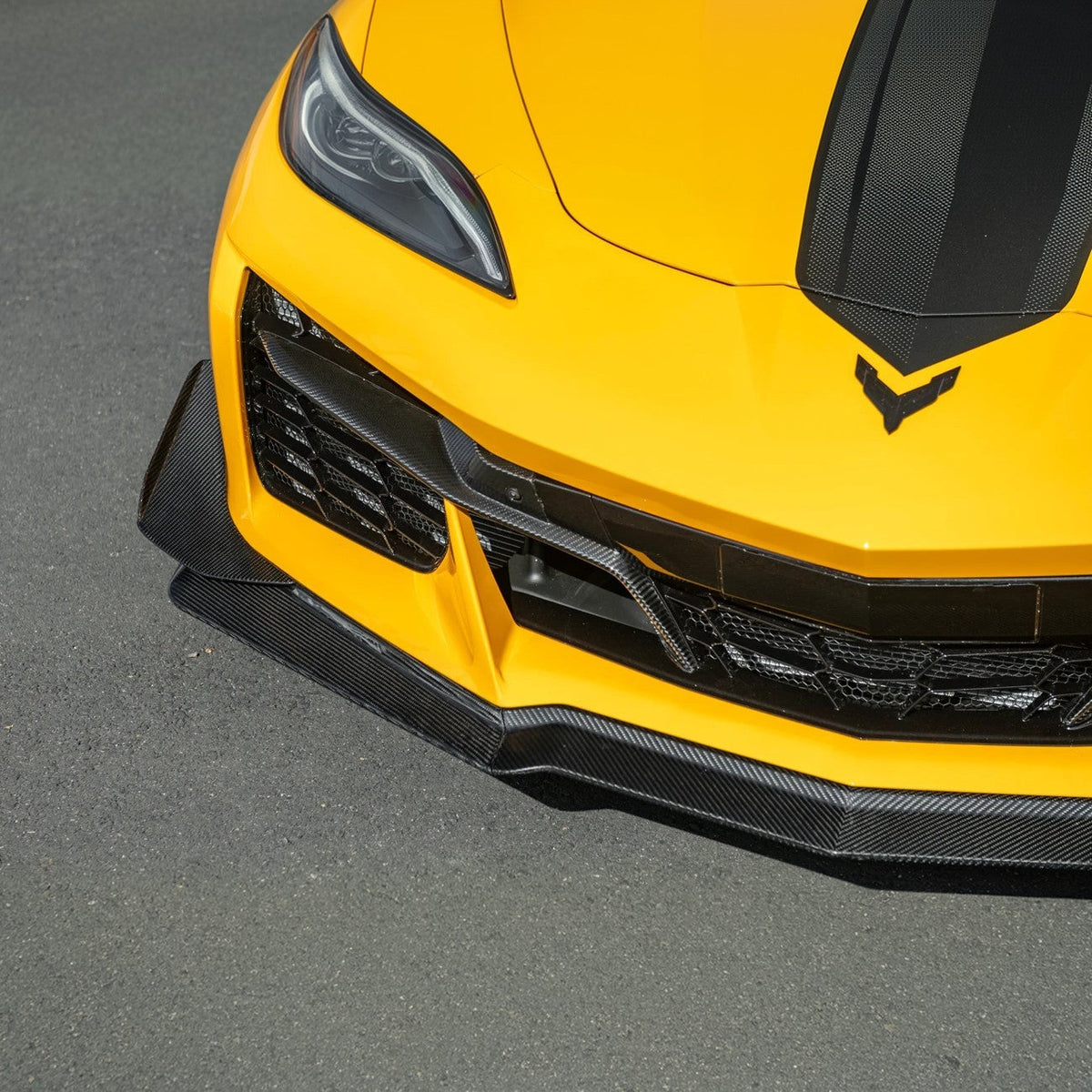 2023-Present Corvette C8 Z06 / E-Ray | Z07 Extended DRY CARBON FIBER Front Lip Splitter & No-Drill Canards