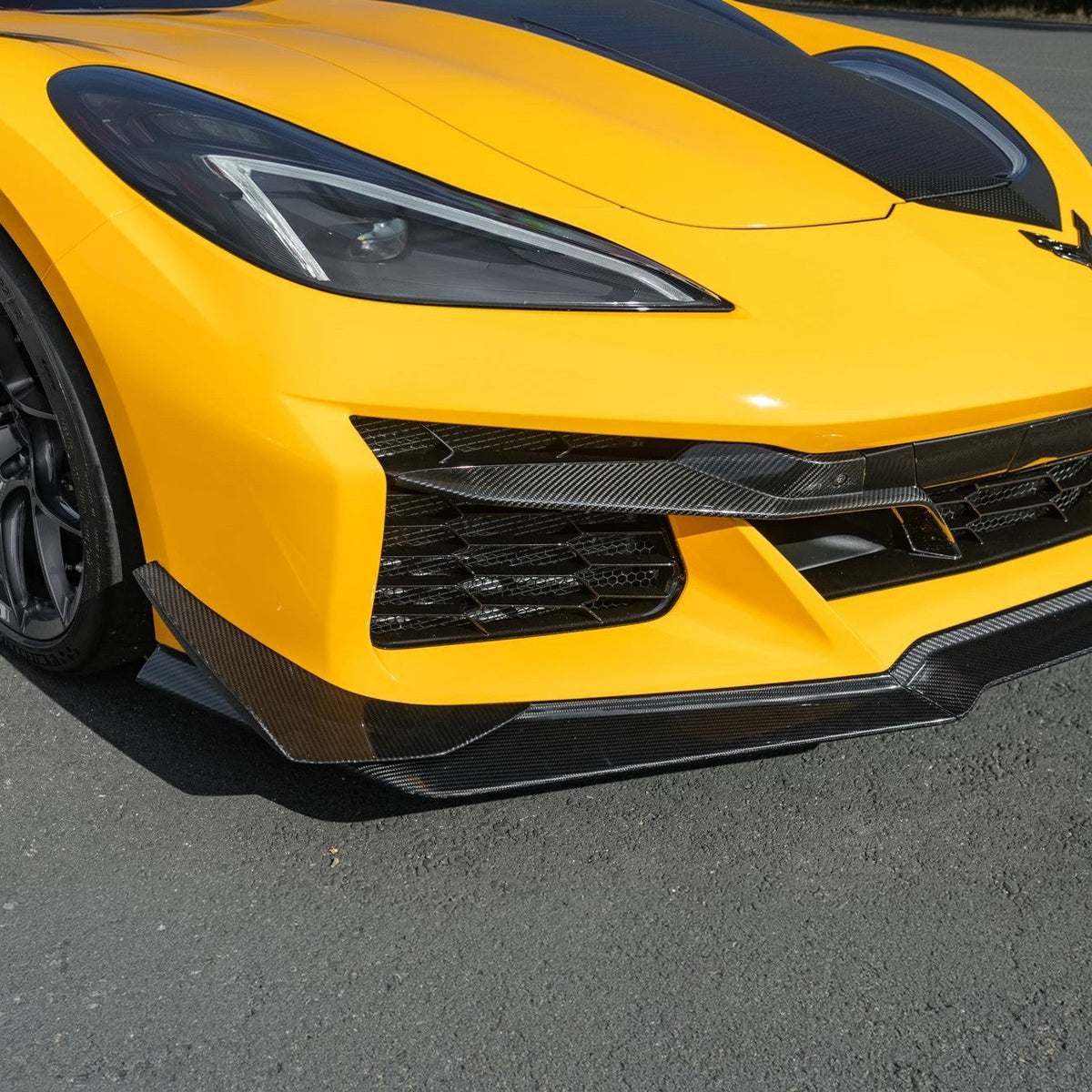 2023-Present Corvette C8 Z06 / E-Ray | Z07 Extended DRY CARBON FIBER Front Lip Splitter & No-Drill Canards