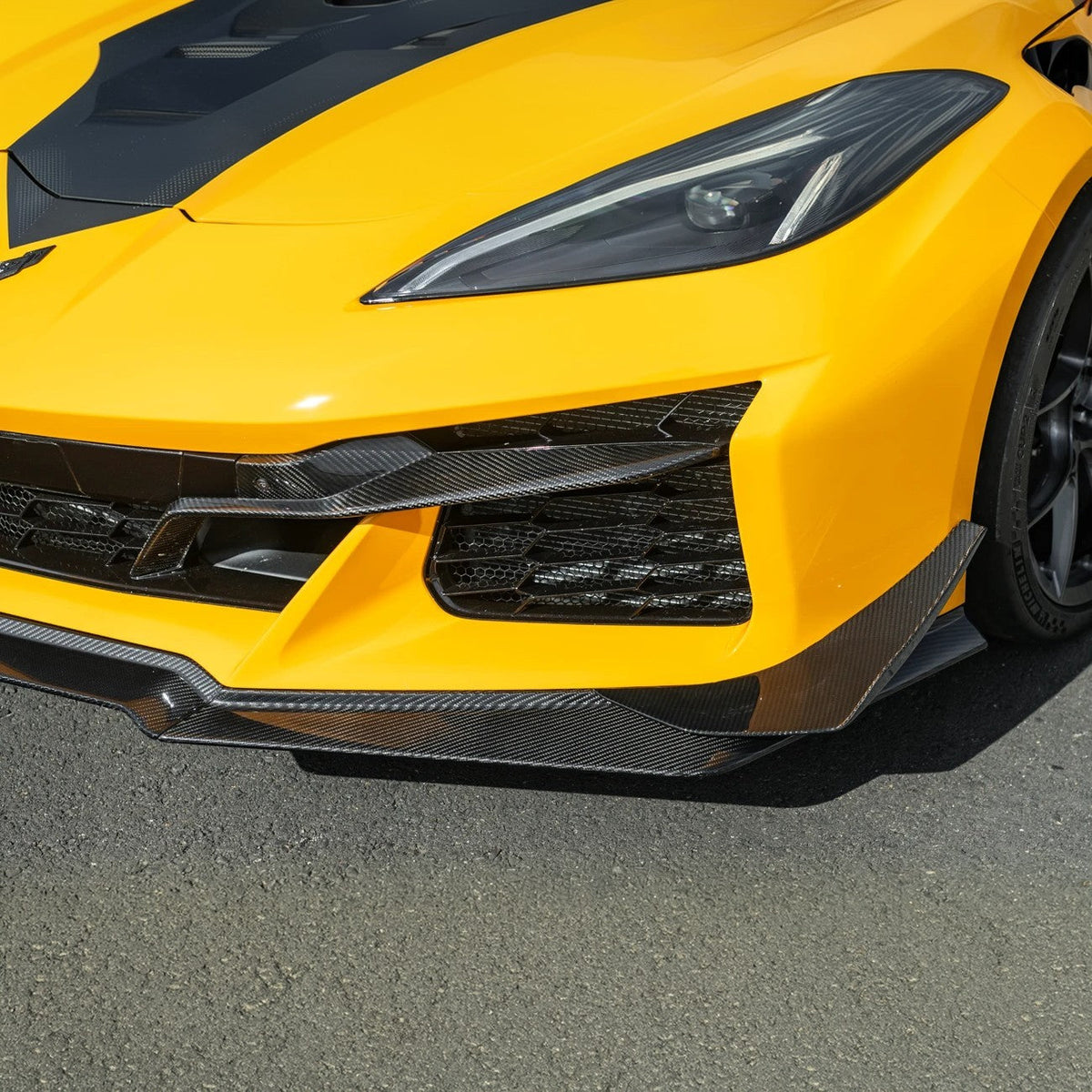 2023-Present Corvette C8 Z06 / E-Ray | Z07 Extended DRY CARBON FIBER Front Lip Splitter & No-Drill Canards