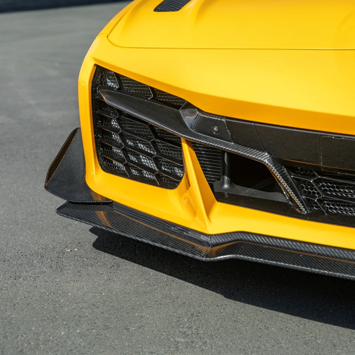 2023-Present Corvette C8 Z06 / E-Ray | Z07 Extended DRY CARBON FIBER Front Lip Splitter & No-Drill Canards