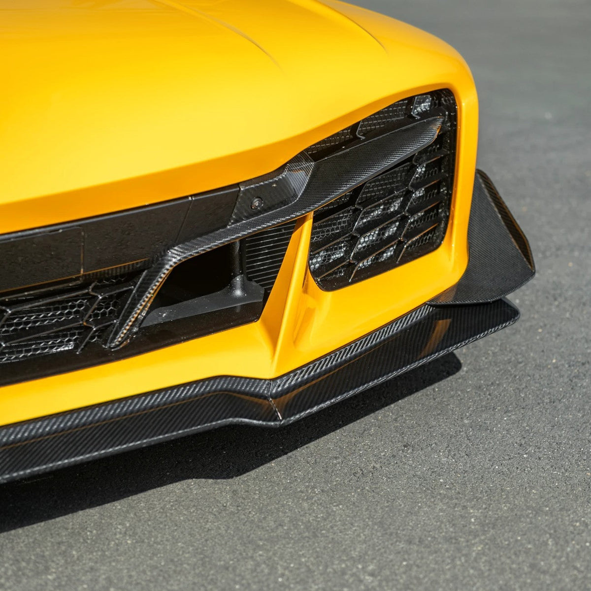 2023-Present Corvette C8 Z06 / E-Ray | Z07 Extended DRY CARBON FIBER Front Lip Splitter & No-Drill Canards