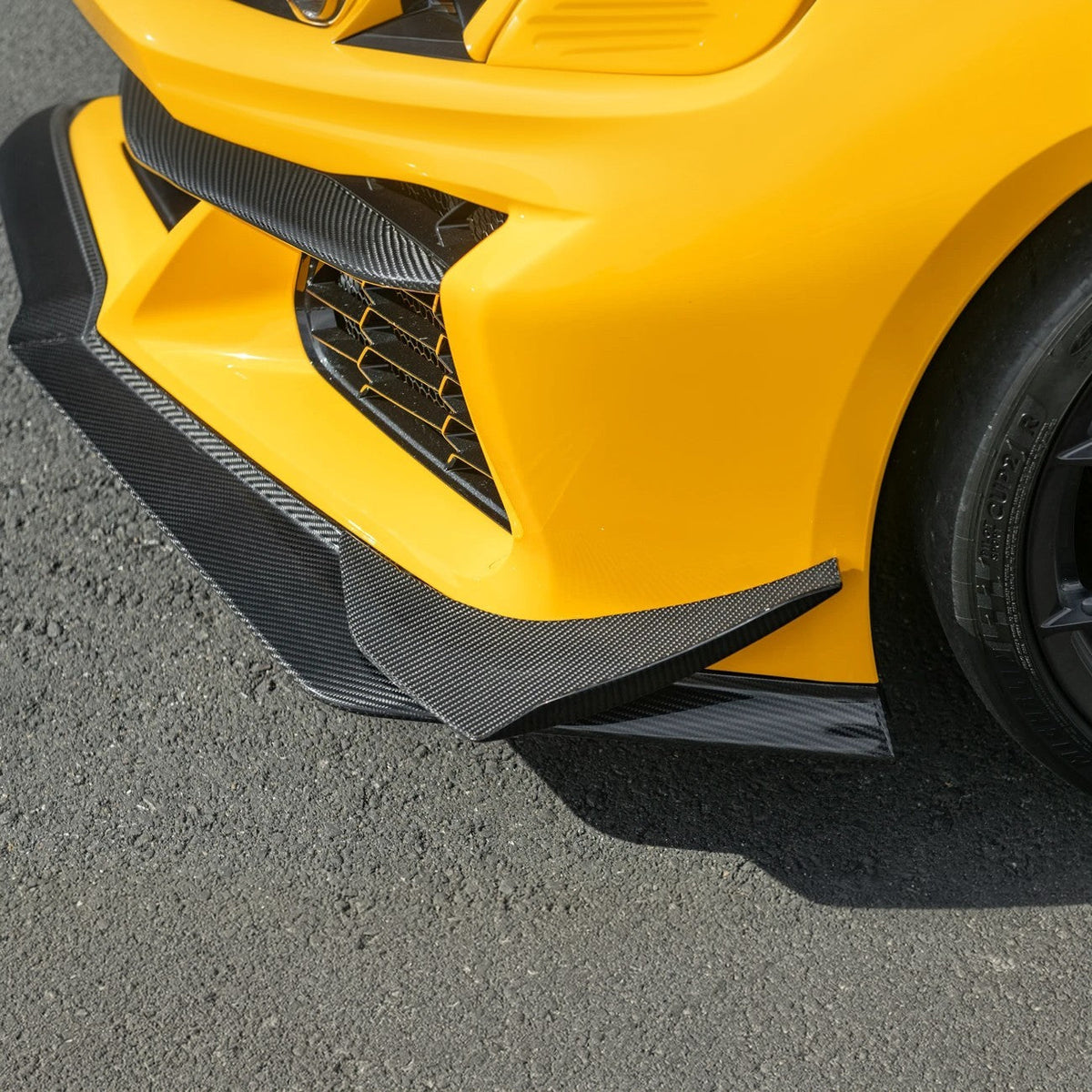 2023-Present Corvette C8 Z06 / E-Ray | Z07 Extended DRY CARBON FIBER Front Lip Splitter & No-Drill Canards