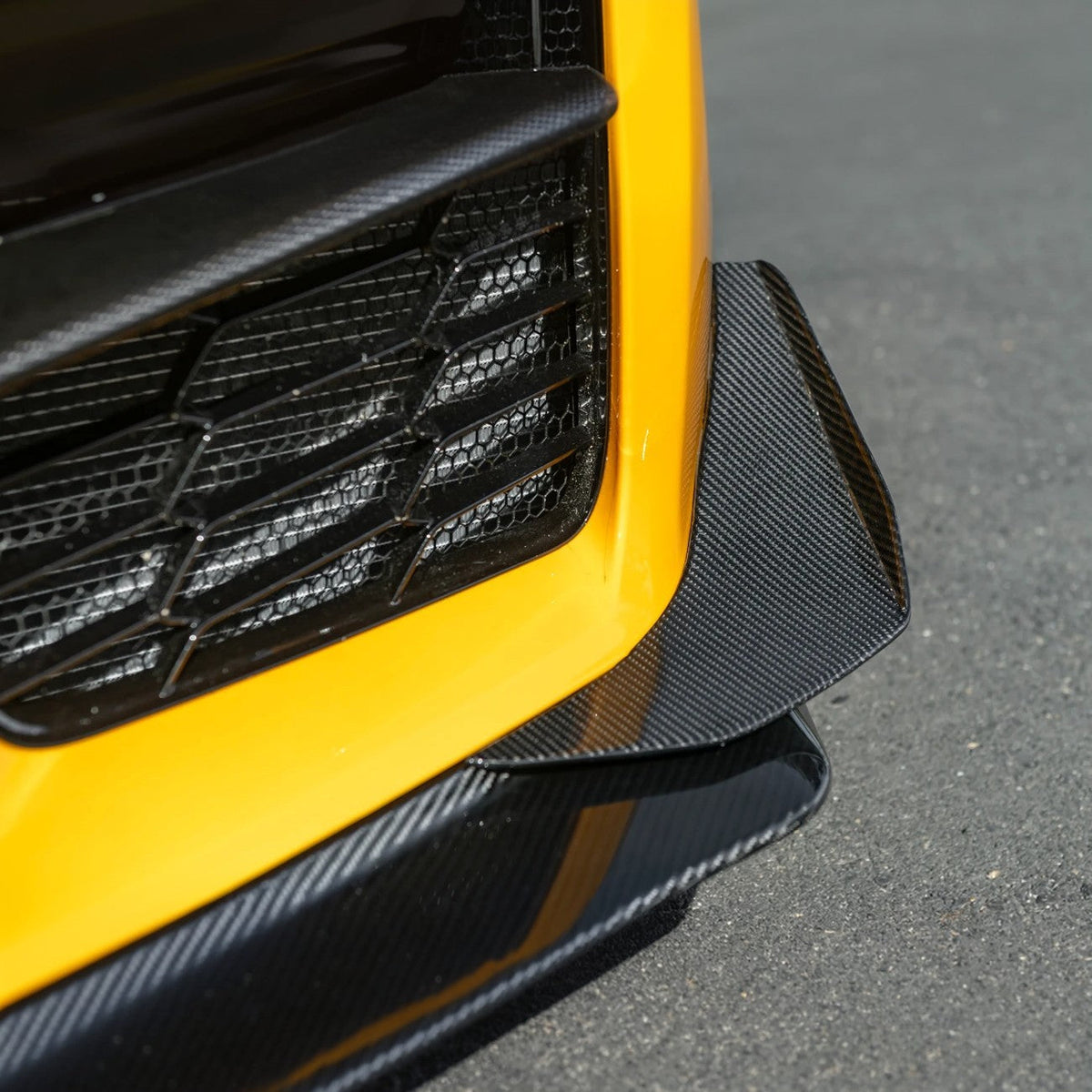 2023-Present Corvette C8 Z06 / E-Ray | Z07 Extended DRY CARBON FIBER Front Lip Splitter & No-Drill Canards