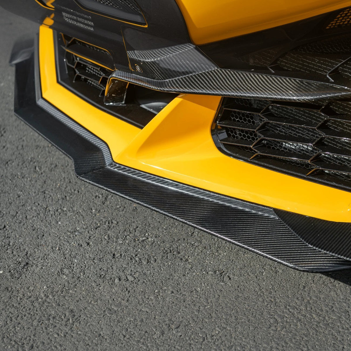 2023-Present Corvette C8 Z06 / E-Ray | Z07 Extended DRY CARBON FIBER Front Lip Splitter & No-Drill Canards
