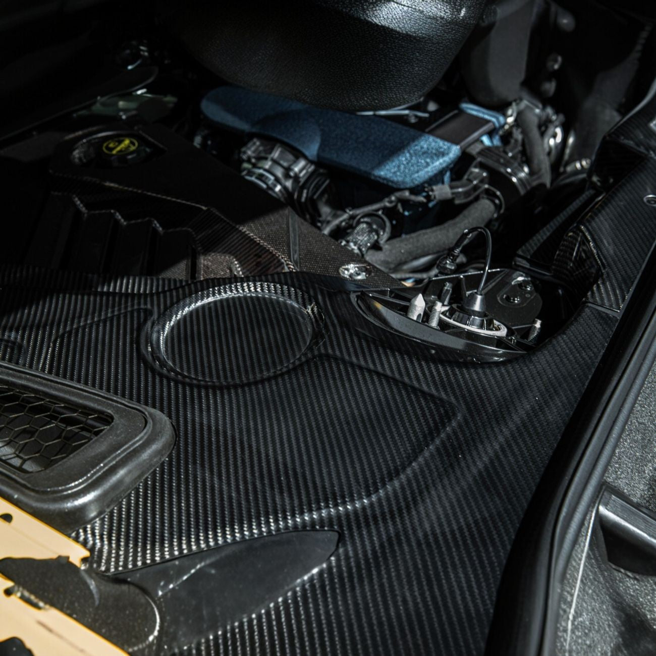 Corvette C8 Carbon Fiber 3-Piece Rear Engine Bay Cover Overlay Panel Set