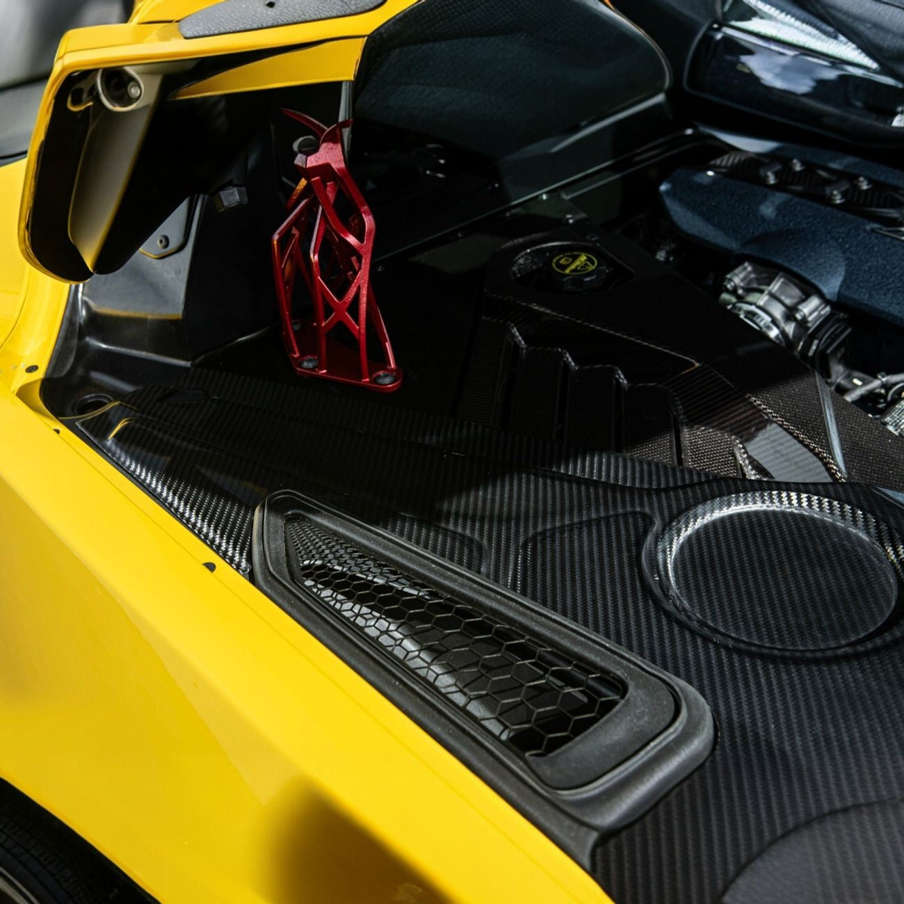 Corvette C8 Carbon Fiber 3-Piece Rear Engine Bay Cover Overlay Panel Set