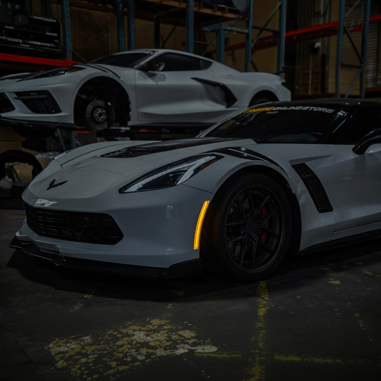 Corvette C7 Factory Style Front LED Clear Lens Amber Side Marker Lights