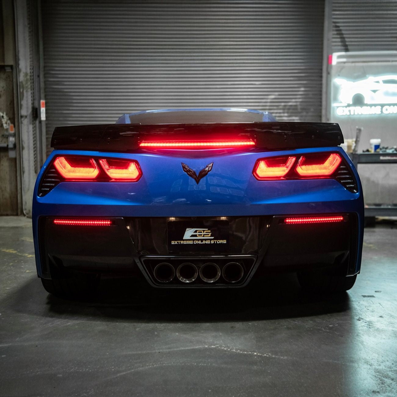 Corvette C7 Rear Bumper Diffuser Clear Lens Red LED Reflector Lights