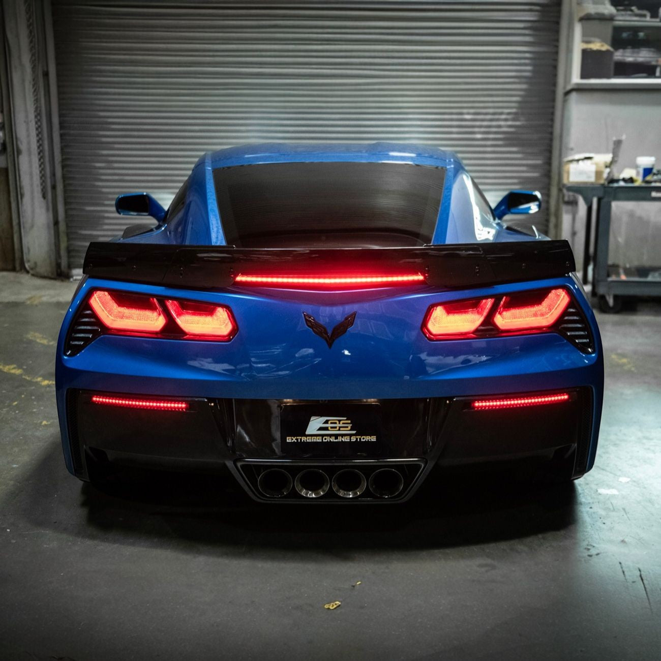 Corvette C7 Rear Bumper Diffuser Clear Lens Red LED Reflector Lights